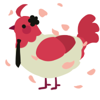 A mist and crimson chicken with a head pattern