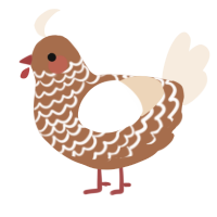 A brown and cream chicken with a lace pattern