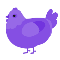 A blurple chicken with a head pattern
