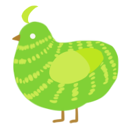 A grass and lime chicken with a bar pattern