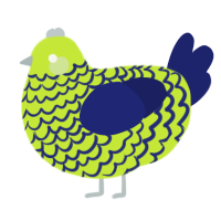 A lime and navy chicken with a lace pattern