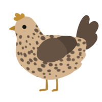 A beige and bark chicken with a speckle pattern