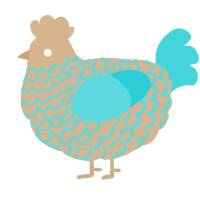 A beige and aqua chicken with a lace pattern
