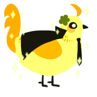 A apple and orange chicken with a neck-band pattern