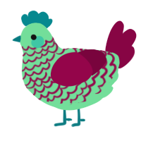 A spring and maroon chicken with a lace pattern