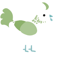 A cream and grass chicken with a neck-speckle pattern