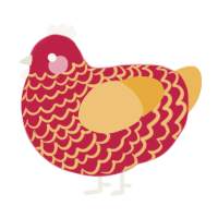 A crimson and honey chicken with a lace pattern