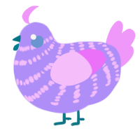 A lilac and lavender chicken with a bar pattern