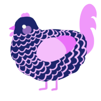 A navy and lavender chicken with a lace pattern