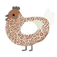 A brown and white chicken with a double-lace pattern