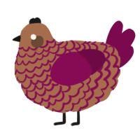 A brown and wine chicken with a lace pattern