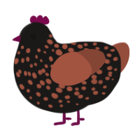 A sable and russet chicken with a speckle pattern