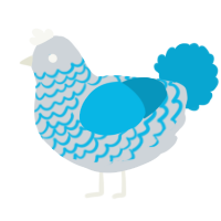 A mist and cerulean chicken with a lace pattern