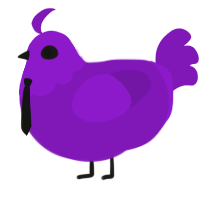 A violet chicken with a head pattern