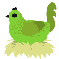 A grass and chartreuse chicken with a half-lace pattern