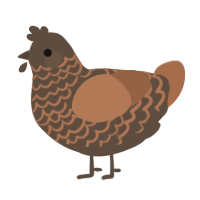 A bark and brown chicken with a lace pattern