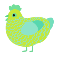 A lime and mint chicken with a lace pattern