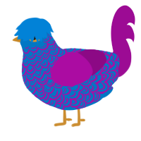 A sapphire and plum chicken with a double-lace pattern