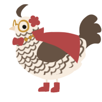 A cream and bark chicken with a lace pattern