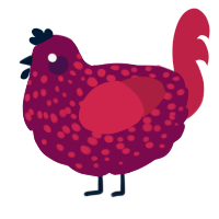 A wine and crimson chicken with a speckle pattern
