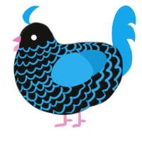 A black and sky chicken with a lace pattern