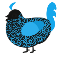 A black and sky chicken with a double-lace pattern