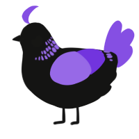 A black and blurple chicken with a neck-band pattern