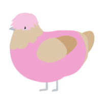 A pink and beige chicken with a head pattern