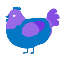 A sapphire and blurple chicken with a head pattern