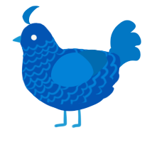 A ultramarine and sapphire chicken with a lace pattern