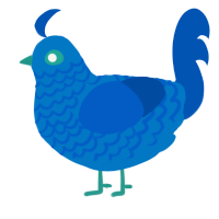 A sapphire and ultramarine chicken with a lace pattern