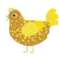 A gold and yellow chicken with a speckle pattern