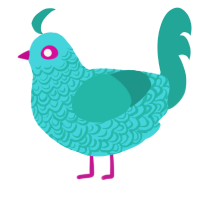 A aqua and turquoise chicken with a double-lace pattern