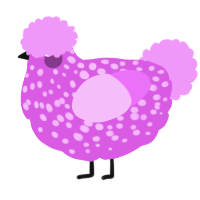A orchid and lavender chicken with a speckle pattern