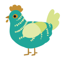 A turquoise and lemon chicken with a half-bar pattern