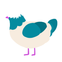 A cream and sea chicken with a head pattern