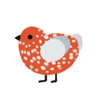 mycelium might, a vermilion and mist chicken with a speckle pattern