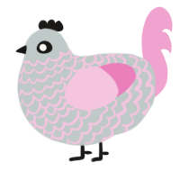 A silver and pink chicken with a lace pattern