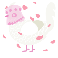 A white chicken with a lace pattern