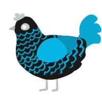 A sable and cerulean chicken with a lace pattern