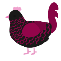 A sable and maroon chicken with a lace pattern