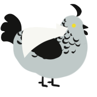 A silver and black chicken with a half-lace pattern