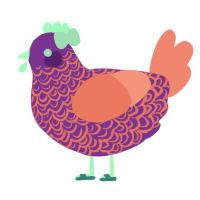 A grass and teal chicken with a double-lace pattern