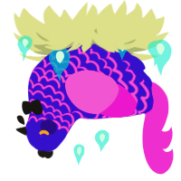 A indigo and orchid chicken with a lace pattern