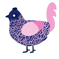 A navy and pink chicken with a double-lace pattern