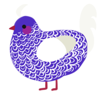 A indigo and white chicken with a double-lace pattern