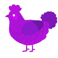 A amethyst and violet chicken with a lace pattern