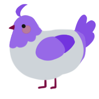 A mist and blurple chicken with a head pattern