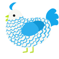 A white and sky chicken with a lace pattern
