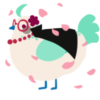 A cream and mint chicken with a neck-speckle pattern